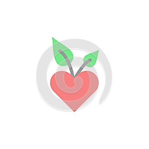 Heart love leaf icon. Simple color vector elements of alternative medicine icons for ui and ux, website or mobile application