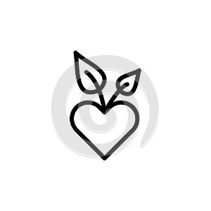 Heart love leaf icon. Simple line, outline vector elements of alternative medicine icons for ui and ux, website or mobile