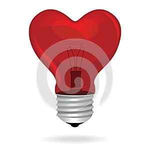 Heart love light bulb vector isolated object.