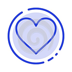 Heart, Love, Like, Twitter Blue Dotted Line Line Icon