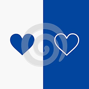 Heart, Love, Like, Twitter Line and Glyph Solid icon Blue banner Line and Glyph Solid icon Blue banner