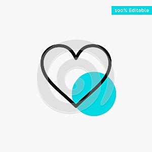 Heart, Love, Like, Twitter turquoise highlight circle point Vector icon