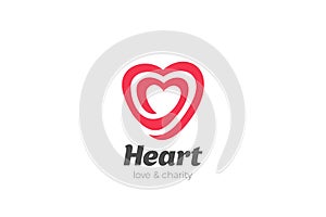 Heart Love Logo design vector template Valentine day. Charity Dating Wedding Marriage Logotype concept symbol icon