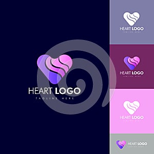 Heart love logo icon design, Love gradient logo design, Romantic logo vector, Awesome heart gradient logo design, logo design, Bra