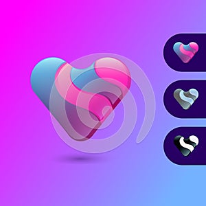 Heart love logo icon design, Love gradient logo design, Romantic logo vector, Awesome heart gradient logo design, logo design, Bra