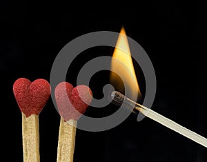 Heart love matches just be burn by amor fire eros igniting  cupid 14 february background