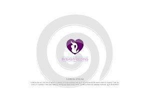 Heart Love Mother Mom Lactating Baby for World Breastfeeding Week Logo Design photo