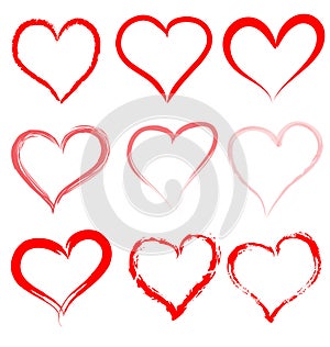 Heart love red hearts outline vector hand drawn draw drawing background white valentine day valentines cartoon clipart brush pink