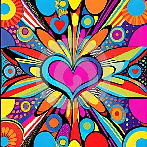 Heart love relationship explosion pop art color