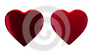 Heart love shape red color set 3D rendering isolated on white background With clipping path  For valentine\'s day or love day