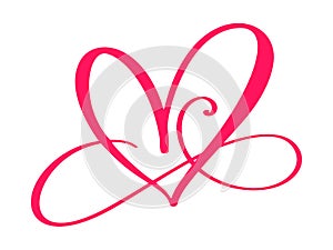 Heart love sign forever. Infinity Romantic symbol linked, join, passion and wedding. Template for t shirt, card, poster