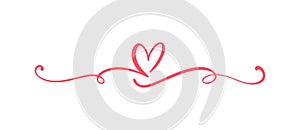 Heart love sign logo. Design flourish element valentine card for divider. Vector illustration. Infinity Romantic symbol