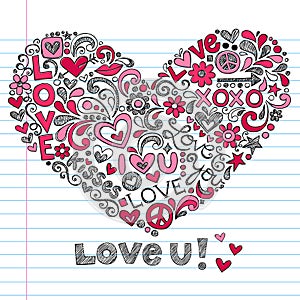 Heart Love Sketchy Doodles Vector Illustration photo