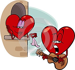 Heart love song cartoon illustration