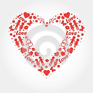 Heart with love symbols