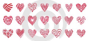 Heart love valentines day hand drawn doodle icons