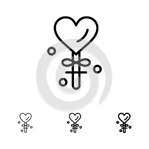 Heart, Love, ValentineÃ¢â‚¬â„¢s Day, Valentine,  Bold and thin black line icon set
