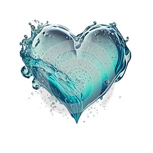 heart love of water splashes, concept of need for drinking water isolated Transparent png. generative ai