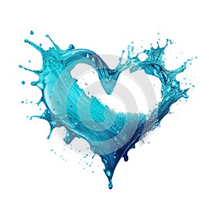 heart love of water splashes, concept of need for drinking water isolated Transparent png. generative ai