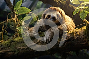 sloth in dense jungle photo