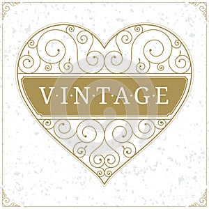 Heart luxury logo template in vintage style photo