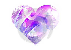 Heart made of abstract background. Image in purple, pink and blue colors. Valentine`s Day