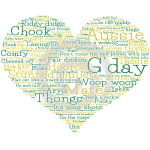 Heart made from Australian slang words