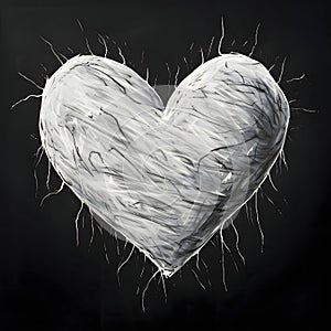 Heart made of black and white paper. Heart as a symbol of affection and