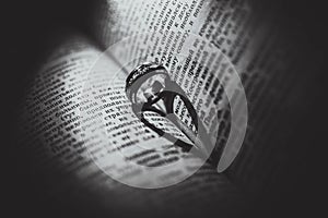 heart made with book and ring.