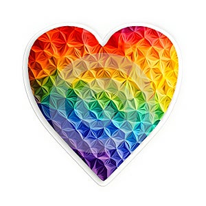 Heart made of colorful rainbow splashes isolated on white background