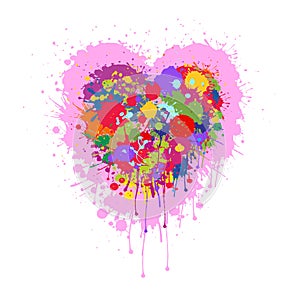 Heart made of colorful splashes of paint