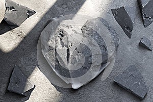 Heart Made Of Concrete Or Stone Near Stone Fragments. 3d Rendering.