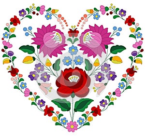 Heart made with Hungarian embroidery pattern