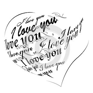 Heart made of I love you phrase