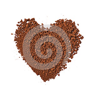 Heart made of instant coffee