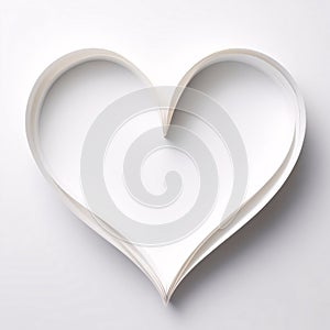 Heart made of paper on a white background. Heart as a symbol of affection and