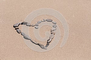 Heart Made Of Pebble On Beach