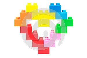 Heart made from plastic toy blocks