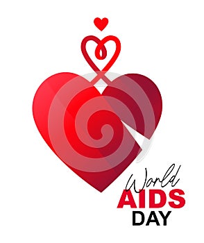 Heart made of a red ribbon is a symbol of the memory of the victims of AIDS. World AIDS Day. Vector illustration