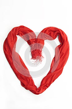 Heart made of a red scarf