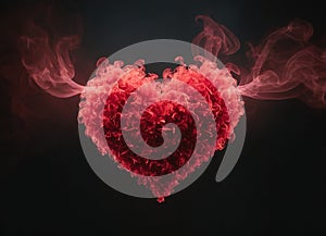 Heart made of red smoke. Love Concept. Generative AI