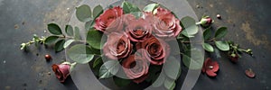 Heart made of roses with greenery and eucalyptus, rosa, san valentin, arom?ticos
