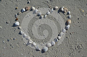 Heart made from seashells