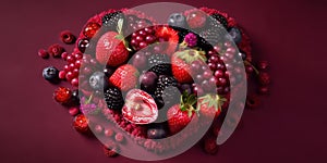 Red fruit heart for Mother\'s Day and Valentine\'s Day, Generative AI photo