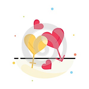 Heart, Man, Women, Love, Valentine Abstract Flat Color Icon Template