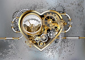 Heart with manometer Steampunk