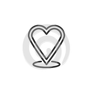 Heart map marker line icon