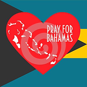 Heart, map and Pray for Bahamas. Support, donate, relief or help icon for volunteering work during Hurricane, floods and landfalls