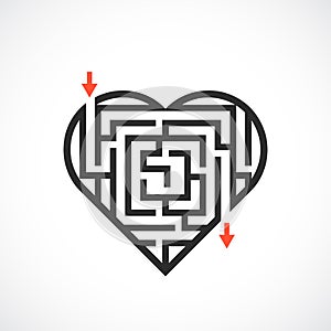 Heart maze vector icon