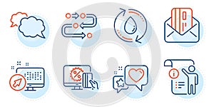 Heart, Methodology and Online shopping icons set. Web system, Refill water and Credit card signs. Vector